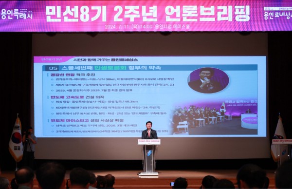 4-8. 이상일 용인특례시장은 11일 시청 에이스홀에서 민선 8기 취임2주년 언론브리핑을 열고 시정 성과와 장기 발전 구성을 소개했다..jpg