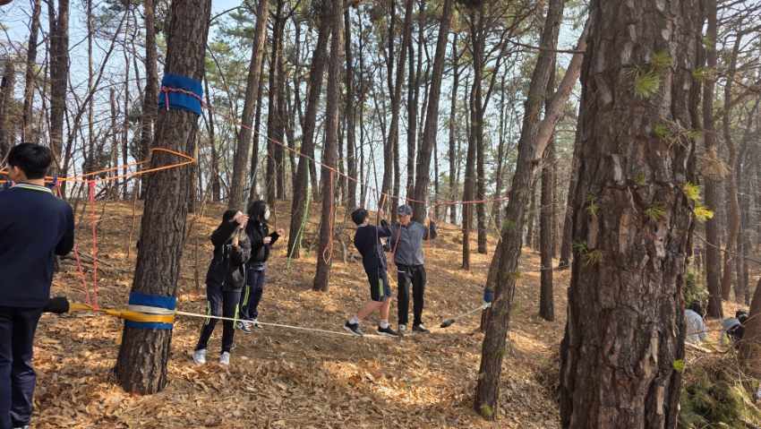 (20250324) 용인교육지원청 보도자료(용인신릉중, 숲속에서 즐기는 밧줄 놀이터 프로젝트 수업 체험) 사진1.jpg